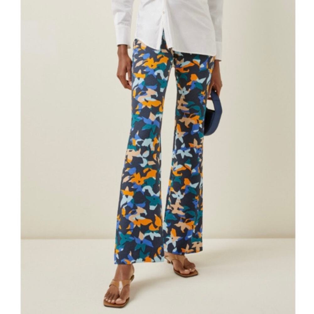 Stine Goya Nolan Printed Stretch Crepe pull On Flare Pants in BLUE WOMENS Small